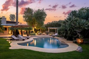 Large Heated Pool with Waterfall Feature