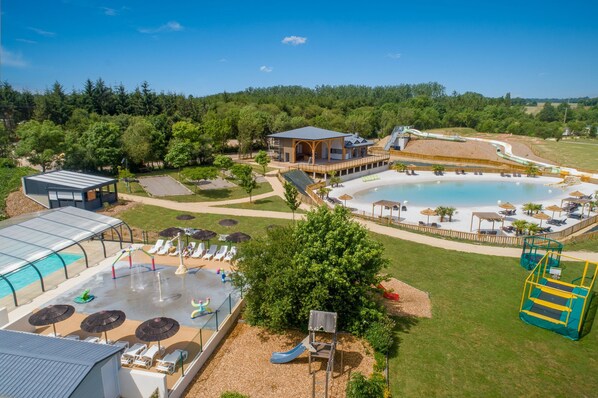 Pool complex with a variety of water activities.