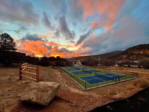 Pickleball courts located just down the hill from Zion Grand with amazing sunset views