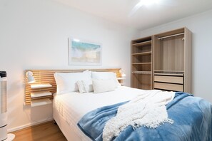 Your relaxing comfy queen bed in the master bedroom with wardrobe . 