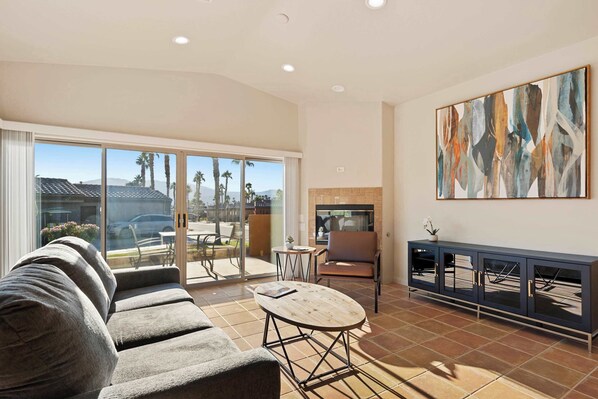 Curl up on the queen sleeper sofa & enjoy a movie night at home