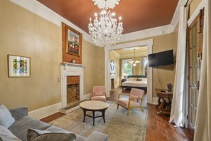 Elegant living room with a queen sleeper sofa