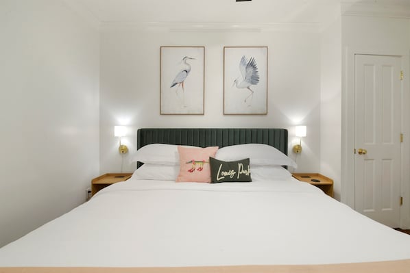 Elegant king bedroom with luxurious bedding