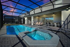 Take a refreshing dip in the pool or relax in the spa. Ample lounge chairs make this a great spot to soak up the sun and unwind in privacy.