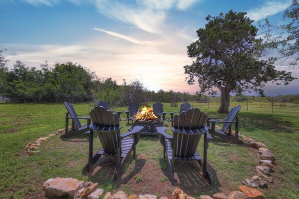 Gather around the firepit and watch the amazing Texas Hill Country Sunset!