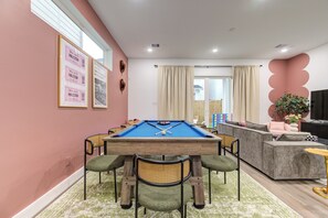 Pool table in the dining area