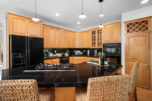 Cook delicious meals for breakfast, lunch, and dinner in this sizable and fully equipped kitchen.