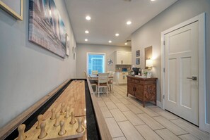 Shuffleboard in the living room.
