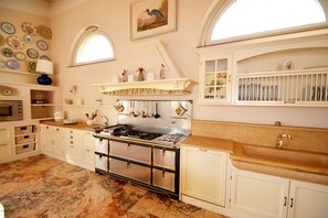 Kitchen, Interior Design, Countertop, Wood, Furniture, Cabinetry, Flooring, Kitchen Appliance, Kitchen Stove, Lighting