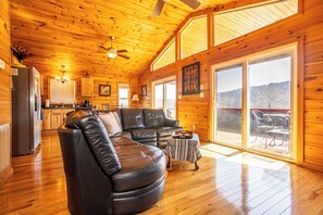 Open-concept space with deck access and natural light—perfect for relaxing