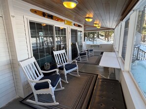Rocking Chairs on the enclosed porch