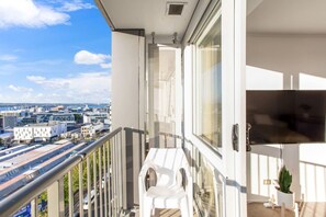 The balcony is a great place to sit and enjoy the views.