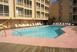 Soak up the rays while the kids splash around in this sparkling pool.