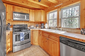 The kitchen is equipped with all the basics to prepare meals