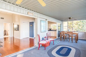 Open porch windows and house doors for and open air layout