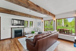 Cozy gas fireplace