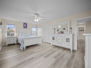 2nd Floor Master Suite, Queen Bed, private deck, so spacious, Smart TV!