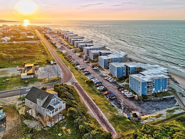 Located just off the dunes with easy dedicated access. Luxury home with a yard full of games. Plenty of parking. Did I mention the Ocean?
