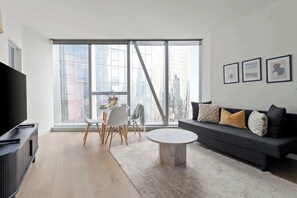 A sleek and upscale interior design.