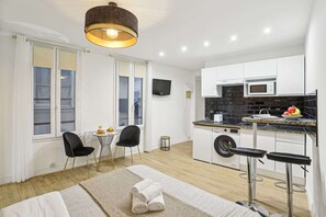 The open-plan living, kitchen and dining area