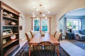 Open-concept dining and living area.