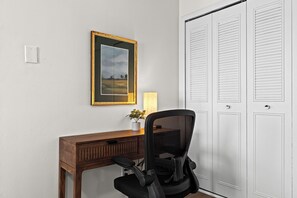 Stay productive in this dedicated work desk area, designed with comfort and focus in mind.