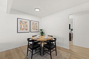 Enjoy a cozy dining experience in this beautifully designed area, ideal for intimate meals or lively gatherings
