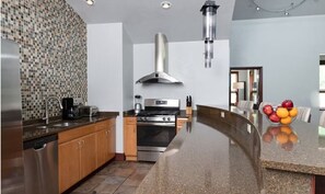 Fully stocked, full size kitchen
