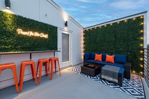 Rooftop with view of Houston skyline