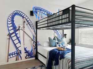 Right off the entrance, there's the bunk room.