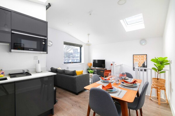 Kitchen, Dining, Living room