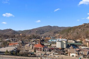 The view from your private patio. Gorgeous views overlooking downtown Gatlinburg and the Great Smoky Mountains.