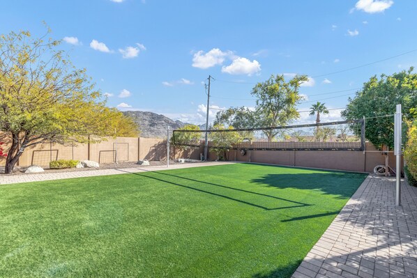 Volleyball court with beautiful mountain views