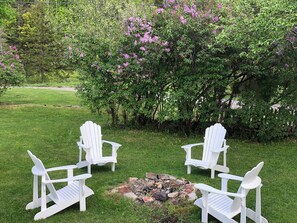 Side yard with firepit