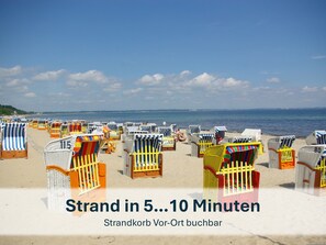 Strand in 5 bis 10 Minuten, Strandkorb Vor-Ort buchbar