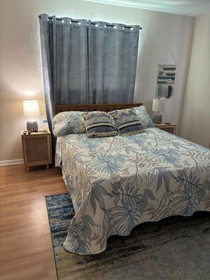 2nd bedroom.  Queen size bed.  Dresser.  Smart TV