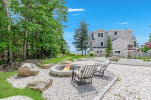 Fire pit and front yard