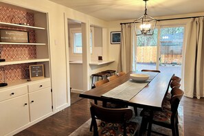 Dining Room with Live Edge Table and Seating for Eight