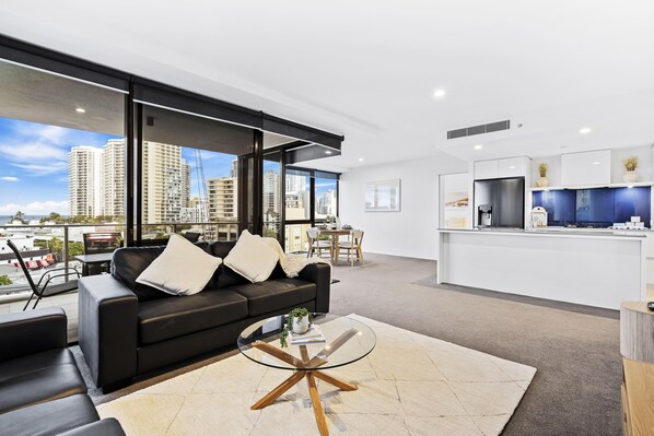 Experience luxury living while lounging around this elegant living room