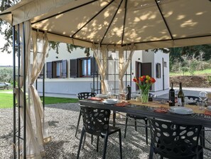 Furniture, Outdoor Furniture, Shade, Table, Chair, Canopy, Outdoor Structure, Outdoor Table, Gazebo, Garden