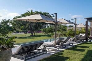 Shaded lounge chairs