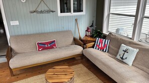 Comfortable couch in the four season room