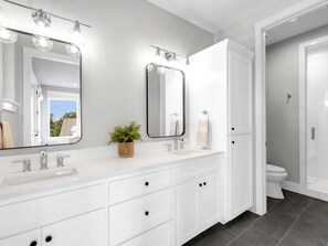 Third level Master Bathroom with separate room for shower