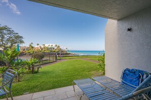 Enjoy the comfort of our lounge chairs on the lanai, perfect for soaking up the sun or enjoying a good book. For beach days, we also provide beach chairs for your convenience.