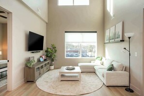 Spacious Living Room with Smart TV
