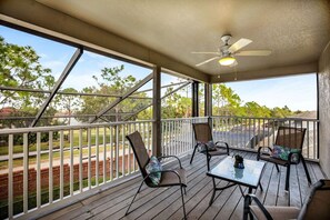 The private balcony off the master bedroom is a serene and luxurious feature that elevates the experience of resort-style living.