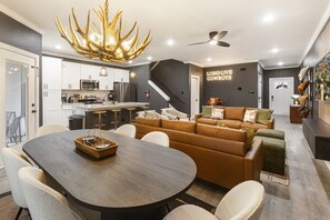A sophisticated space highlighted by a stunning, one-of-a-kind chandelier that sets the perfect ambiance.