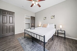 You’ll feel enveloped in warmth in this charming room with its rich wood accents and inviting bed. Wake up refreshed, surrounded by rustic coziness, and enjoy the perfect mix of comfort and natural vibes