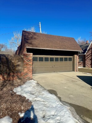 off street parking in front of garage doors