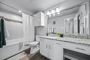 The bathroom is a private sanctuary, with a layout and features that make it the perfect place to rejuvenate.